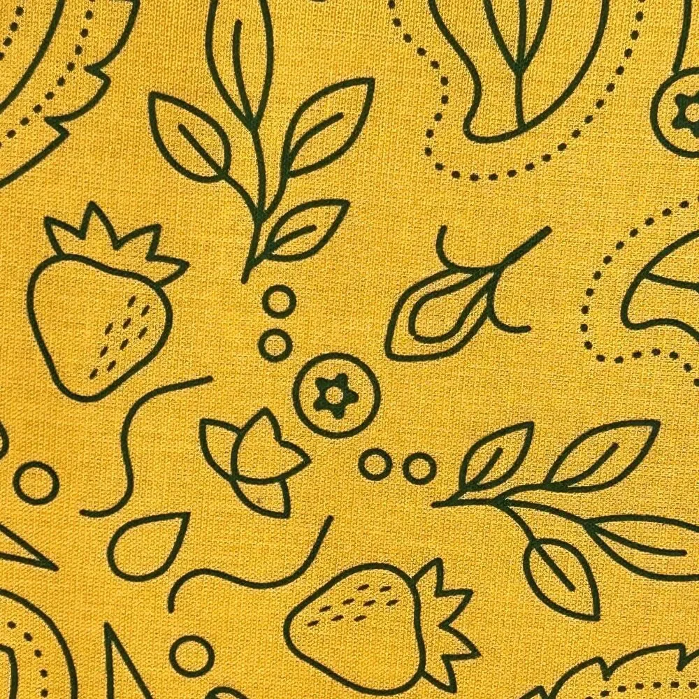SOLELY Golden Yellow Fruit Print Bandana 21.5